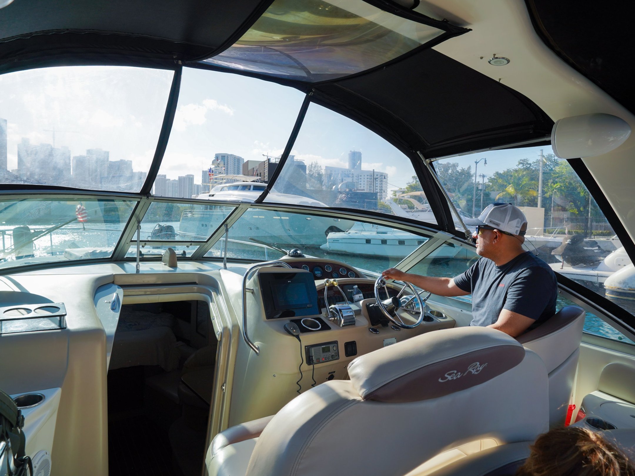 a boat sitting on top of a car